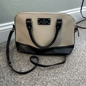 kate spade Two-Tone Cream and Black Satchel with Crossbody Strap